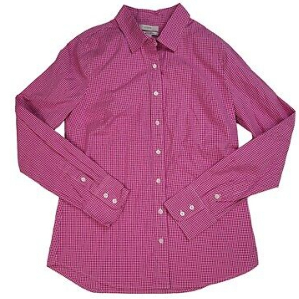 J.Crew Stretch Perfect Hot Pink Checked Shirt